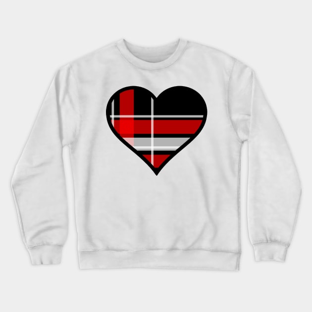 Black, Red and White Tartan Plaid Heart Crewneck Sweatshirt by bumblefuzzies